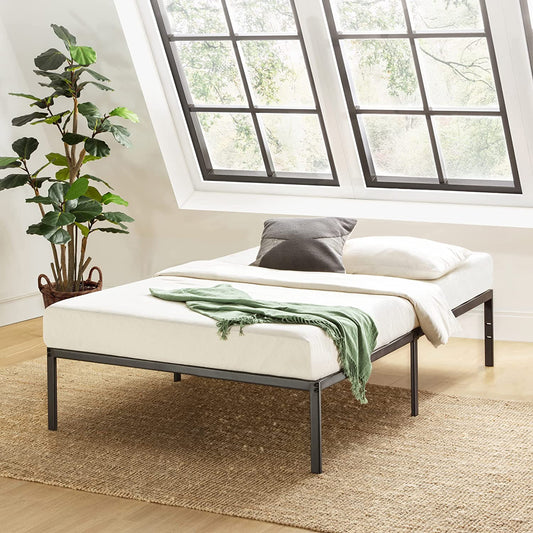 14 Inch Metal Platform Beds W/ Heavy Duty Steel Slat Mattress Foundation (No Box Spring Needed), Black